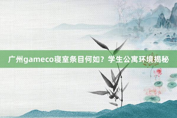广州gameco寝室条目何如？学生公寓环境揭秘
